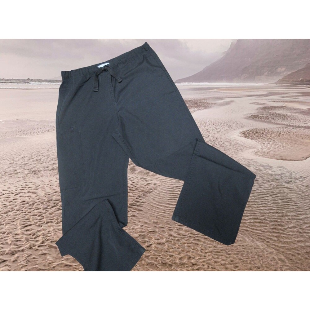 UA Scrubs Unisex Black Elastic Waist Drawstring Cargo Scrub Pants Sz XS